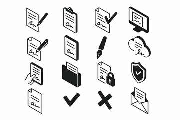 Document and file icons: checklist, cloud, lock, pen, computer, security