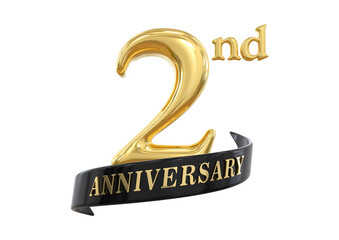 Golden 2nd anniversary logo on black background