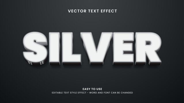 silver editable text effect 3d vector