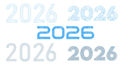 set of technology style illustration of number 2026, new year vector on transparent background 