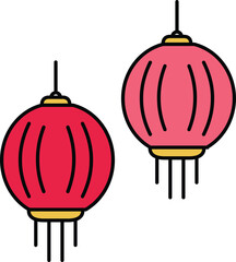 Two pink hanging paper lanterns
