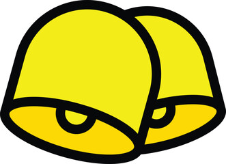 Two yellow christmas bells ringing