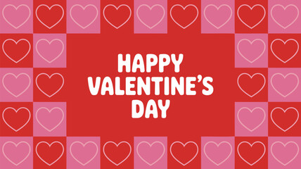 Naklejka premium Valentine's day celebration background with bold heart grid and happy valentine's day text in white on red