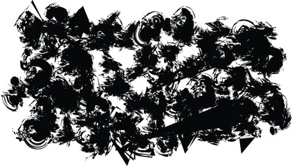 Abstract art piece with dark ink strokes on white background