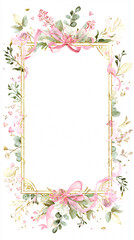 Elegant floral arch frame with copy space, watercolor, vertical banner