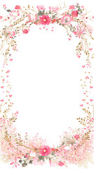 Elegant floral arch frame with copy space, watercolor, vertical banner