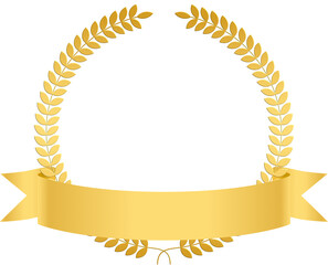 Golden Laurel Wreath with Ribbon Banner