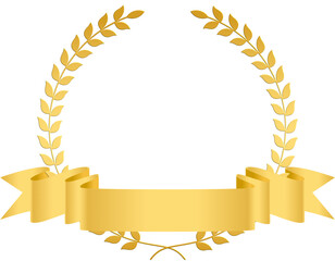 Golden Laurel Wreath with Ribbon Banner