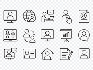 Business and Teamwork Line Icon Collection: Collaboration, Communication, and Professional Activities