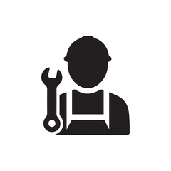 Repairman Icon silhouette vector with white background