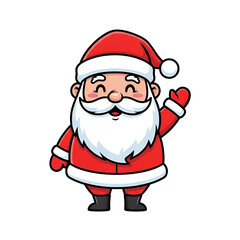 Cute Cartoon Santa Claus Waving &ndash; Christmas Illustration