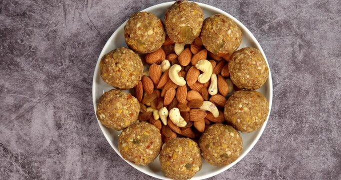 Traditional Dink laddu made from edible gum and dry fruits, called Dinkache ladoo or gond ke laddoo