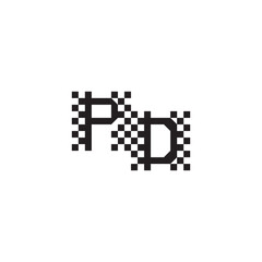 Alphabet Logo Monogram Design Modern Abstract Bold PD Initial Pixel Vector Alphabet