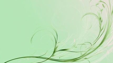 Obraz premium Abstract Swirls And Lines On Soft Green Background With Subtle Gradient Effect