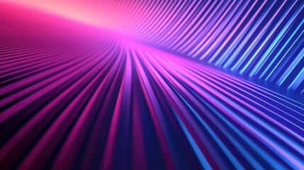 Abstract parallel lines creating a dynamic, futuristic perspective, illuminated with gradient pink, purple, and blue neon lights, suggesting a modern digital data flow or energy stream