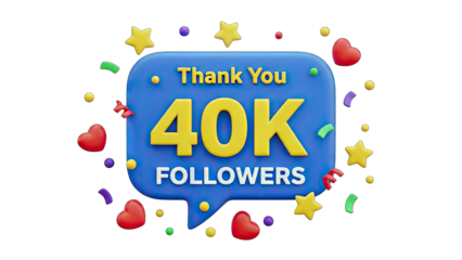 40K Followers Celebration with Confetti and Hearts