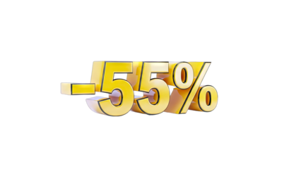 55% Discount Sign on White Background