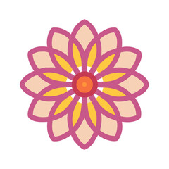 Pink and yellow flower with orange center pink flower