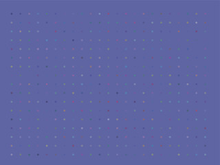 Abstract pattern of tiny colorful symbols on a solid blue background