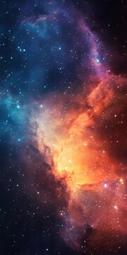 Vibrant Multicolor Nebula in Space, Showcasing the Beauty of the Universe with Dazzling Stars