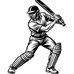 Cricket Batsman Shot Silhouette Vector