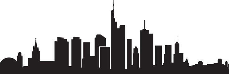 Obraz premium Frankfurt skyline. Travel Frankfurt famous landmarks. design Vector black silhouette