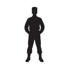 Silhouette of a person standing with hands in pockets facing forward