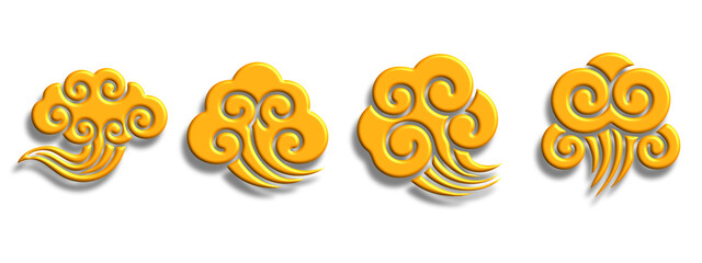 Chinese Golden Cloud Element Set Traditional Style