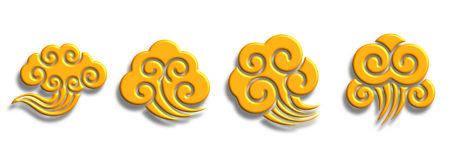 Chinese Golden Cloud Element Set Traditional Style