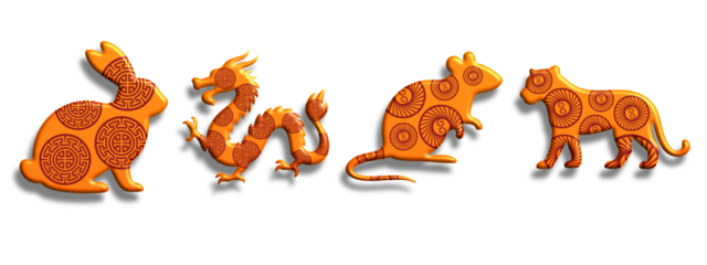 Chinese Zodiac Animals Rabbit Dragon Tiger Rat