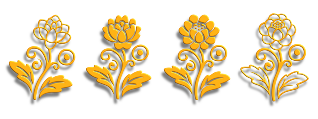 Golden Chinese New Year Floral Pattern Set