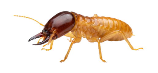 Close up soldier termite isolated on white background