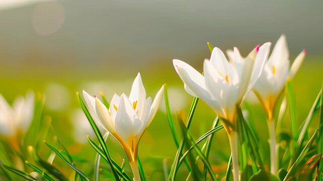 White Lilies in Meadow Closeup