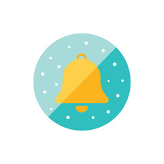  Stylized Bell Icon with Snowflake Dotted Teal Background on White