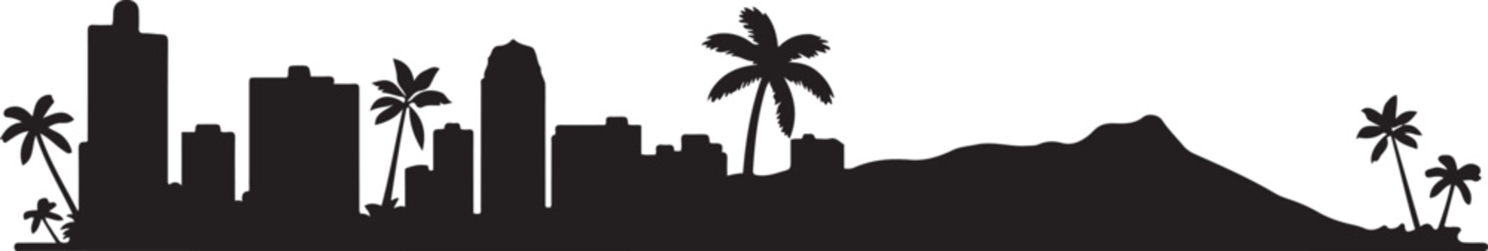 Honolulu city template for website. design Vector black silhouette