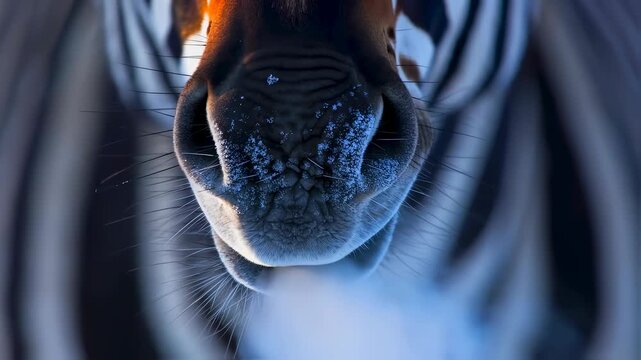 Zebra Nose Frosty Morning Closeup