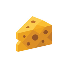 Stylized Cheese Wedge Icon with Round Holes on White Background
