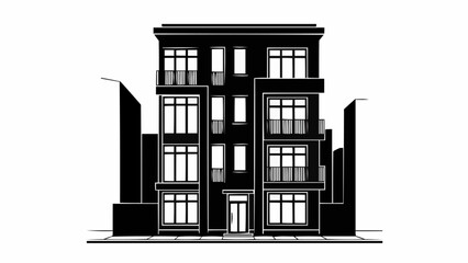 Modern Residential Building Facade Architectural Design.