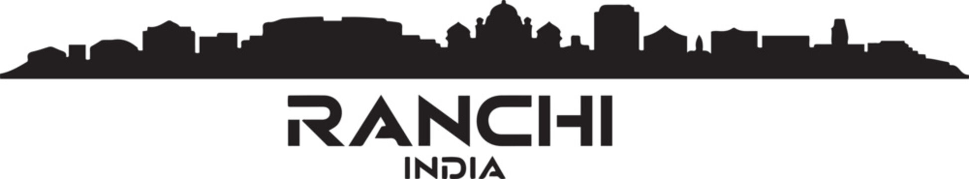 Ranchi Skyline Vector with India. design Vector black silhouette