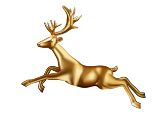 Golden deer running swiftly in darkness