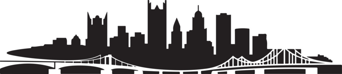 Obraz premium Vector silhouette illustration of Pittsburgh City urban skyline. design Vector black silhouette