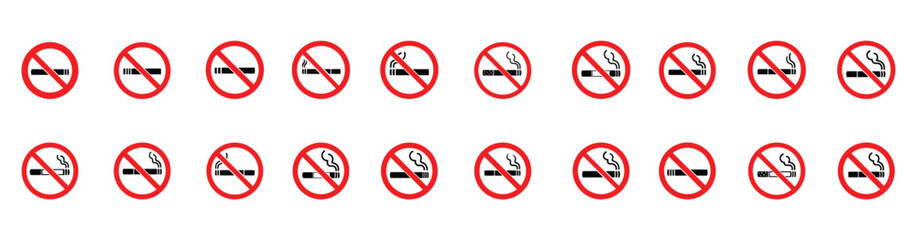 No Smoking Prohibition Icons Set