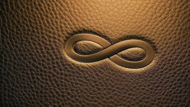 Embossed Leather Infinity Logo Closeup
