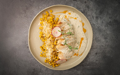 Tender Chicken Served with Sweet Corn