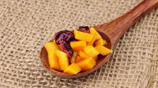 Spoonful of Diced Mango with Jam
