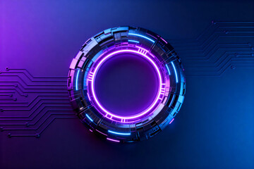 Futuristic Circular Neon Tech Interface