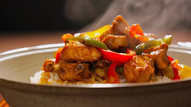 Steaming Fajita Chicken Rice Bowl