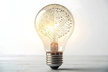 Lightbulb showcasing Artificial Intelligence and Circuit Board Design