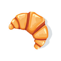 Golden buttery croissant illustration with flaky layers and soft highlights, isolated on white background, perfect for bakery themes.