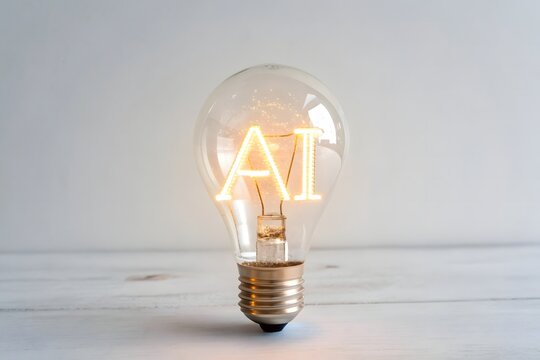 Lit lightbulb with AI letters to represent artificial intelligence